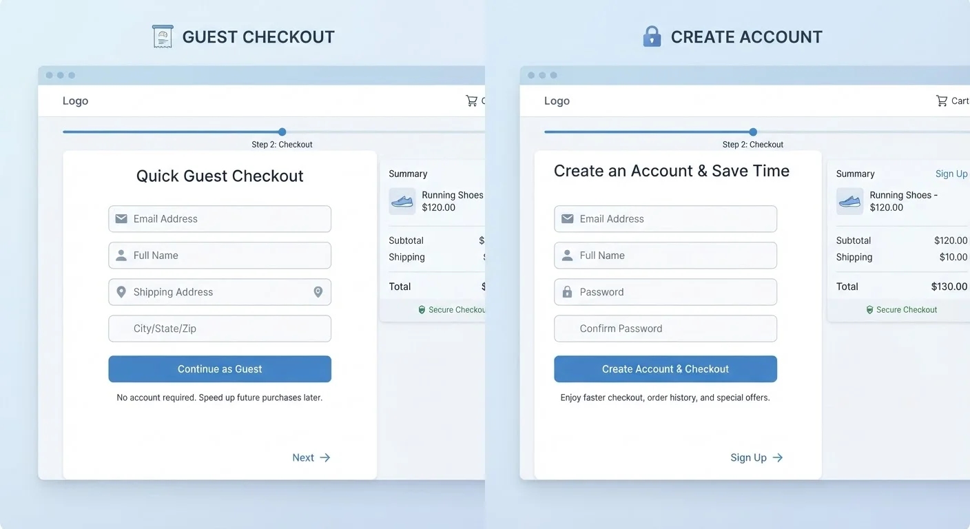 Guest Checkout vs. Account Registration: What You Give Up Each Way