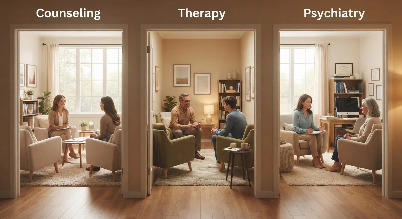 Therapy, Counseling, and Psychiatry: Understanding the Differences